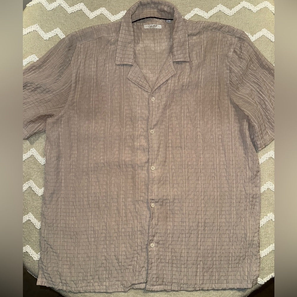 Bruno Milano Men's Beige Button-Up‎ Shirt